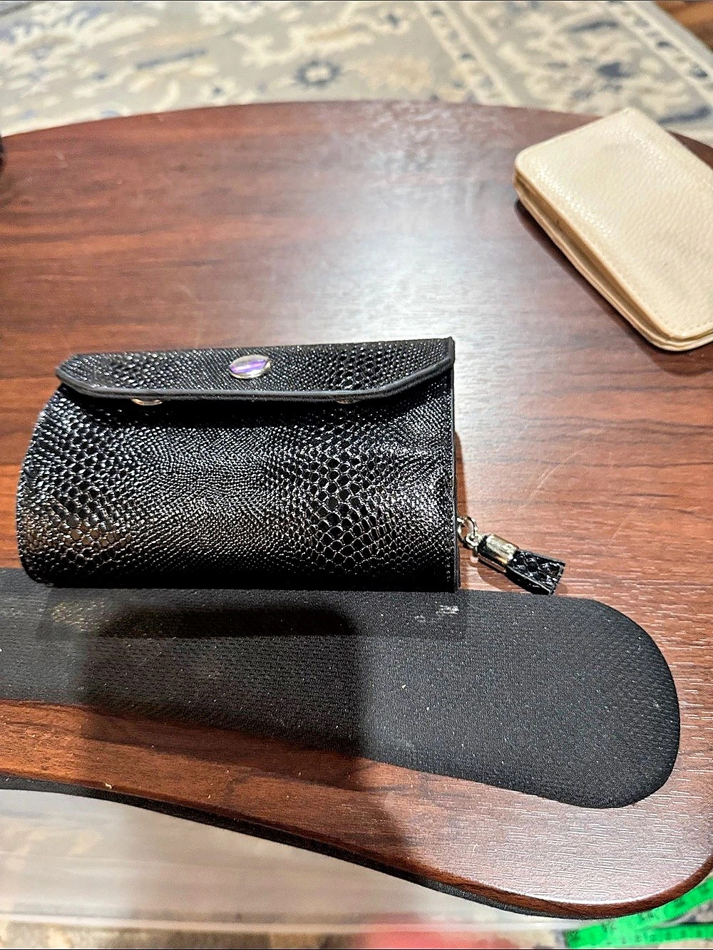 Textured Jewelry Travel Case in Black